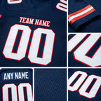 Custom Navy White-Red Mesh Authentic Football Jersey detail