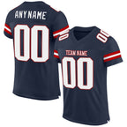 Custom Navy White-Red Mesh Authentic Football Jersey photo 1