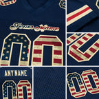 Custom Navy Vintage USA Flag-Cream Mesh Authentic Football Jersey detail