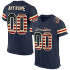 Custom Navy Vintage USA Flag-Cream Mesh Authentic Football Jersey photo 1