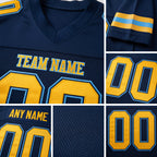 Custom Navy Gold-Light Blue Mesh Authentic Football Jersey detail
