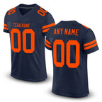 Custom Navy Orange Mesh Authentic Football Jersey