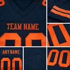 Custom Navy Orange Mesh Authentic Football Jersey detail