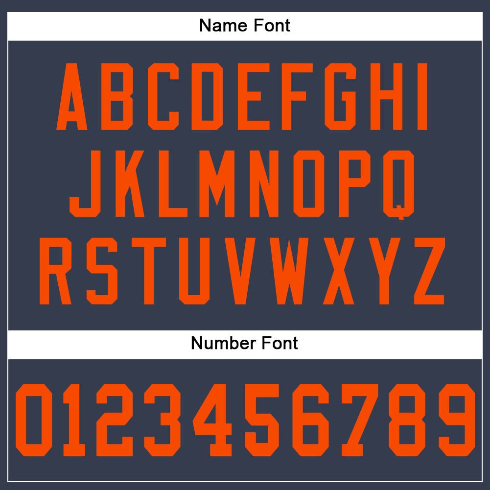 Custom Navy Orange Mesh Authentic Football Jersey photo 3