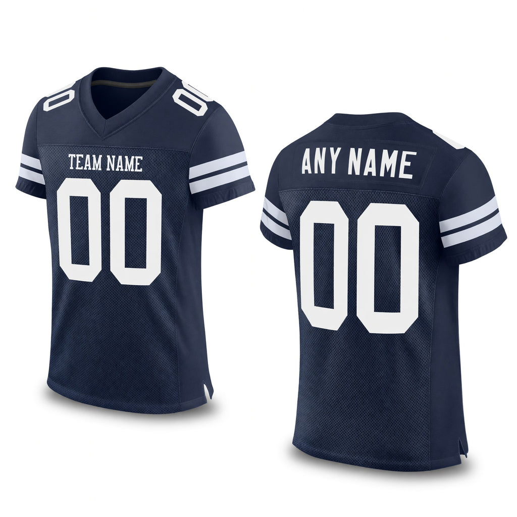 Custom Navy White Mesh Authentic Football Jersey