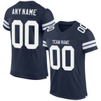 Custom Navy White Mesh Authentic Football Jersey photo 1