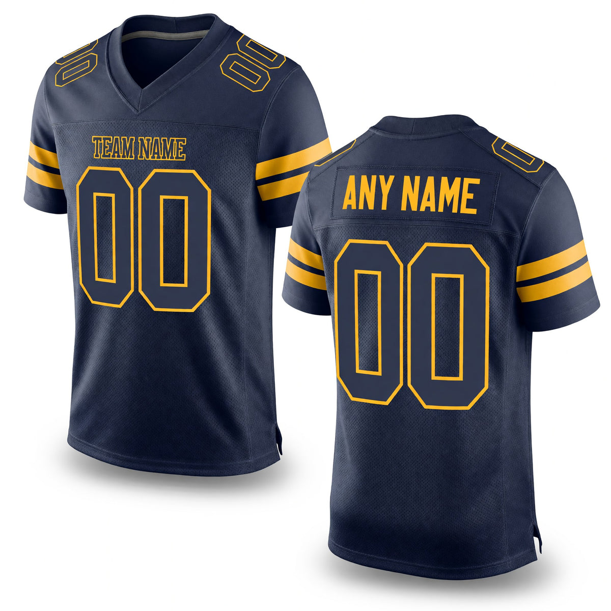 Custom Navy Navy-Gold Mesh Authentic Football Jersey