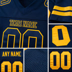 Custom Navy Navy-Gold Mesh Authentic Football Jersey detail