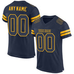 Custom Navy Navy-Gold Mesh Authentic Football Jersey photo 1