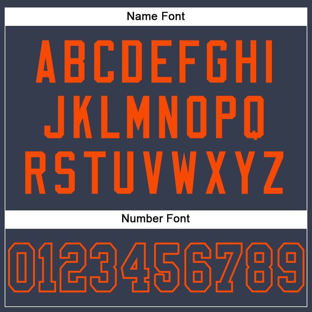 Custom Navy Navy-Orange Mesh Authentic Football Jersey photo 3
