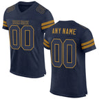 Custom Navy Navy-Old Gold Mesh Authentic Football Jersey