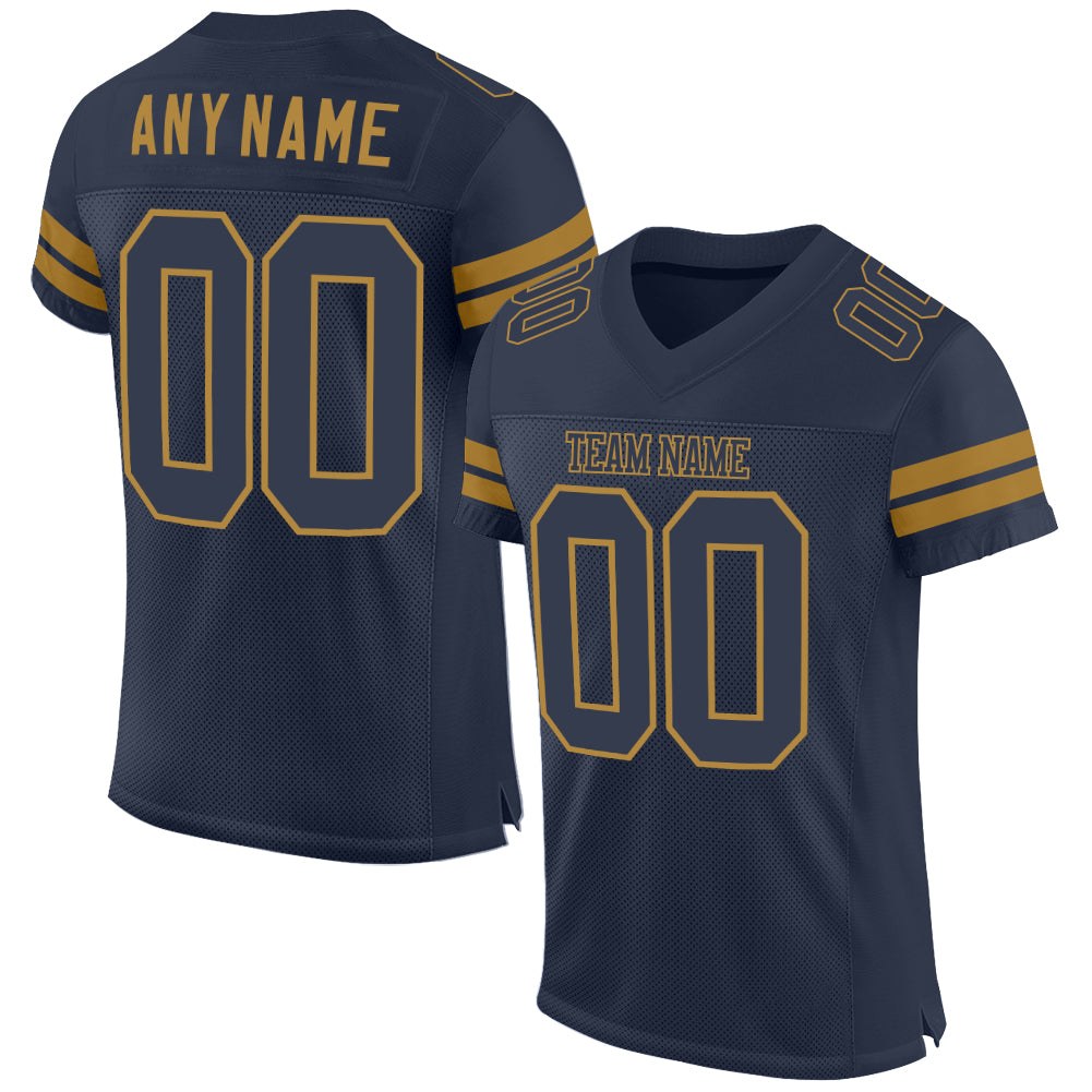 Custom Navy Navy-Old Gold Mesh Authentic Football Jersey photo 1