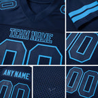 Custom Navy Navy-Light Blue Mesh Authentic Football Jersey detail