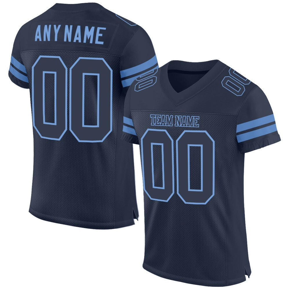 Custom Navy Navy-Light Blue Mesh Authentic Football Jersey photo 1