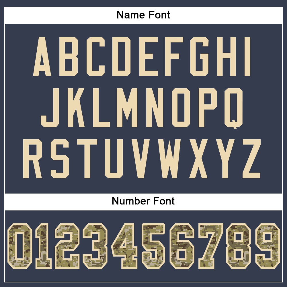 Custom Navy Camo-Cream Mesh Authentic Football Jersey photo 3