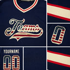 Custom Navy Vintage USA Flag-Cream Hockey Jersey detail