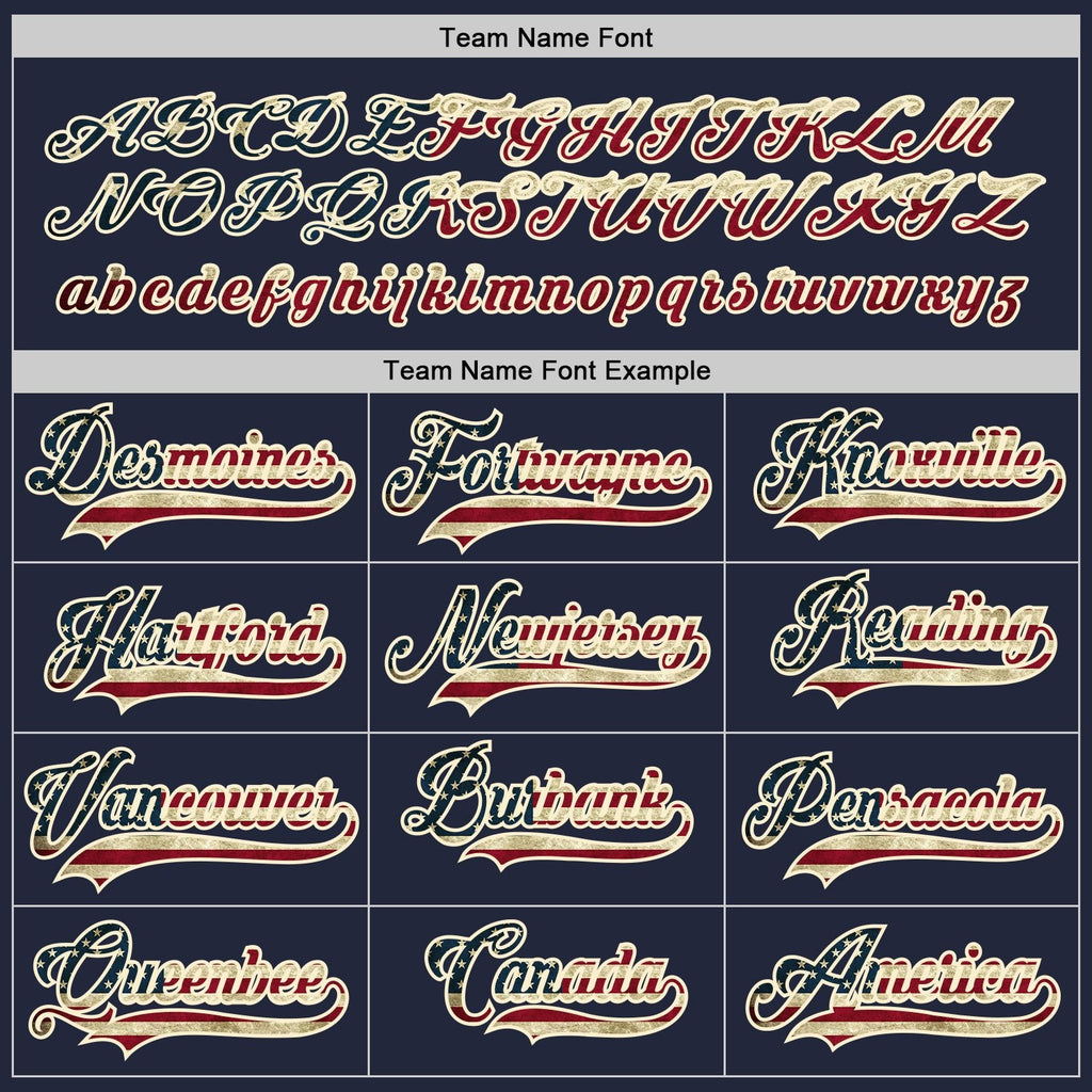 Custom Navy Vintage USA Flag-Cream Hockey Jersey photo 3
