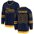 Custom Navy Navy-Gold Hockey Jersey