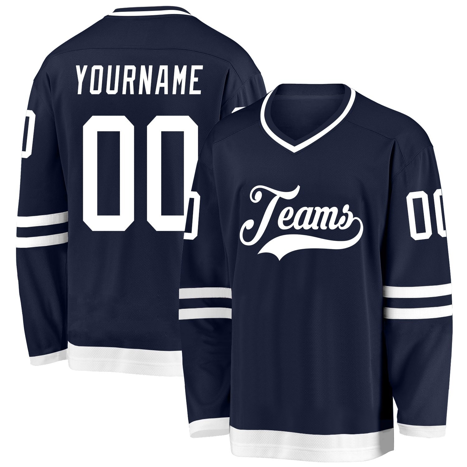 Custom Navy White Hockey Jersey photo 1