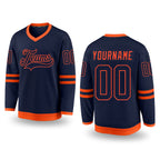 Custom Navy Navy-Orange Hockey Jersey