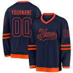 Custom Navy Navy-Orange Hockey Jersey photo 1
