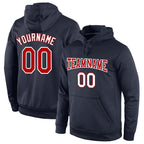Custom Stitched Navy Red-White Sports Pullover Sweatshirt Hoodie photo 1