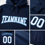 Custom Stitched Navy White-Light Blue Sports Pullover Sweatshirt Hoodie detail