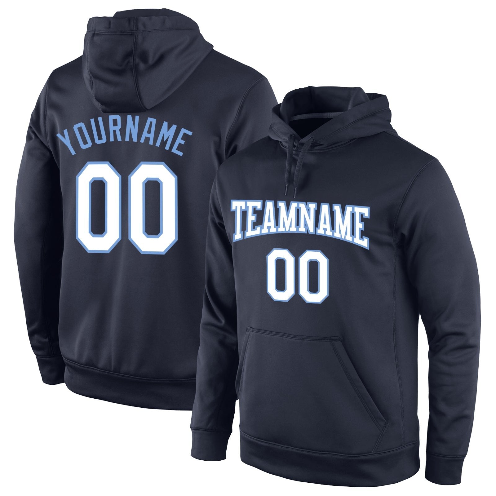 Custom Stitched Navy White-Light Blue Sports Pullover Sweatshirt Hoodie photo 1