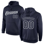 Custom Stitched Navy Navy-Gray Sports Pullover Sweatshirt Hoodie