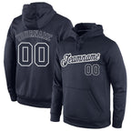 Custom Stitched Navy Navy-Gray Sports Pullover Sweatshirt Hoodie photo 1