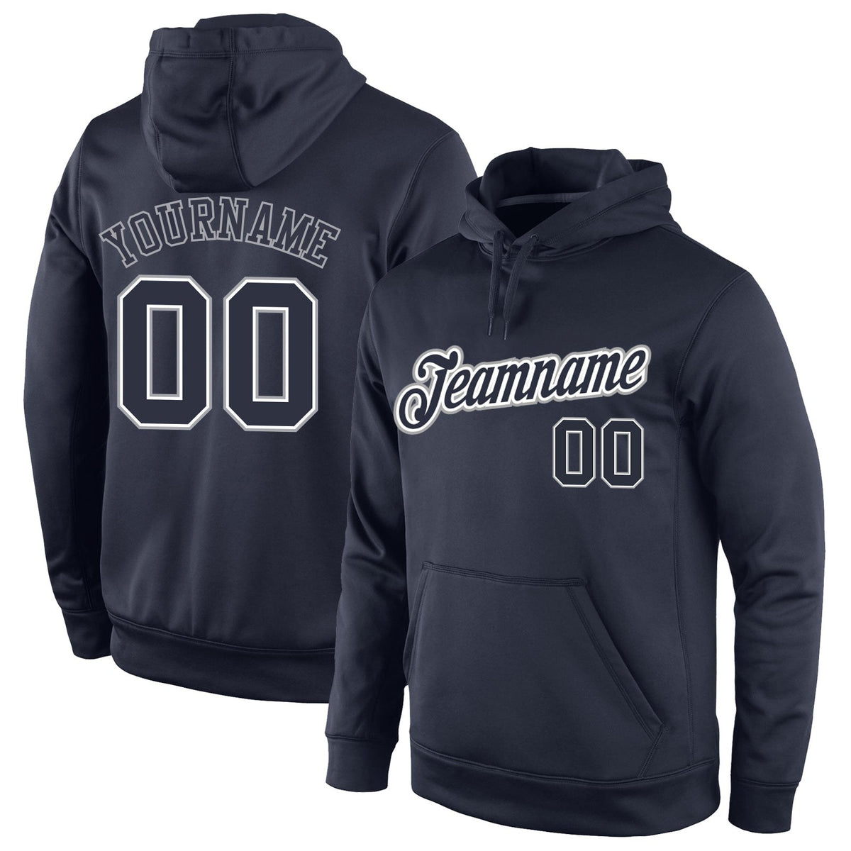 Custom Stitched Navy Navy-Gray Sports Pullover Sweatshirt Hoodie photo 1