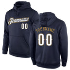 Custom Stitched Navy White-Old Gold Sports Pullover Sweatshirt Hoodie