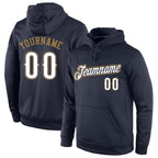 Custom Stitched Navy White-Old Gold Sports Pullover Sweatshirt Hoodie photo 1
