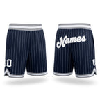 Custom Navy White Pinstripe White-Gray Authentic Basketball Shorts
