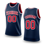 Custom Navy Red-White Authentic Throwback Basketball Jersey