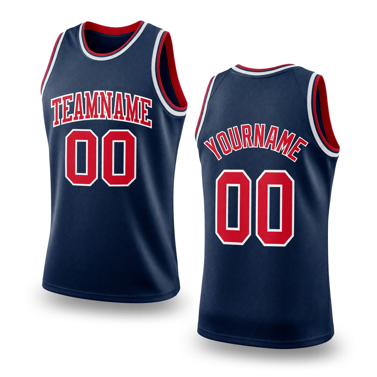 Custom Navy Red-White Authentic Throwback Basketball Jersey