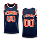 Custom Navy Orange-White Authentic Throwback Basketball Jersey