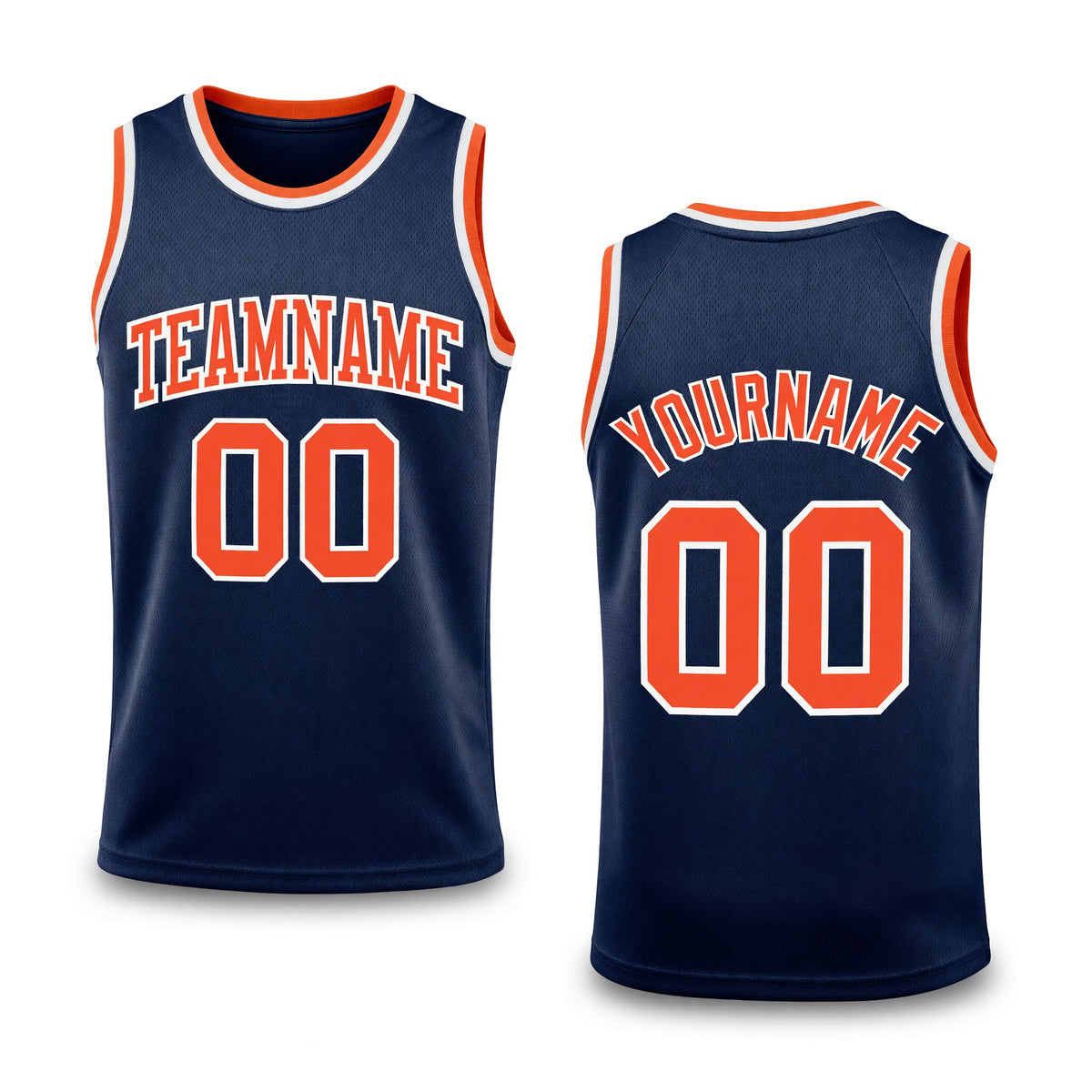 Custom Navy Orange-White Authentic Throwback Basketball Jersey