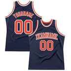 Custom Navy Orange-White Authentic Throwback Basketball Jersey photo 1