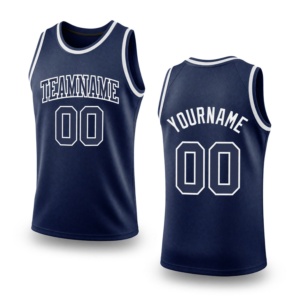 Custom Navy Navy-White Authentic Throwback Basketball Jersey