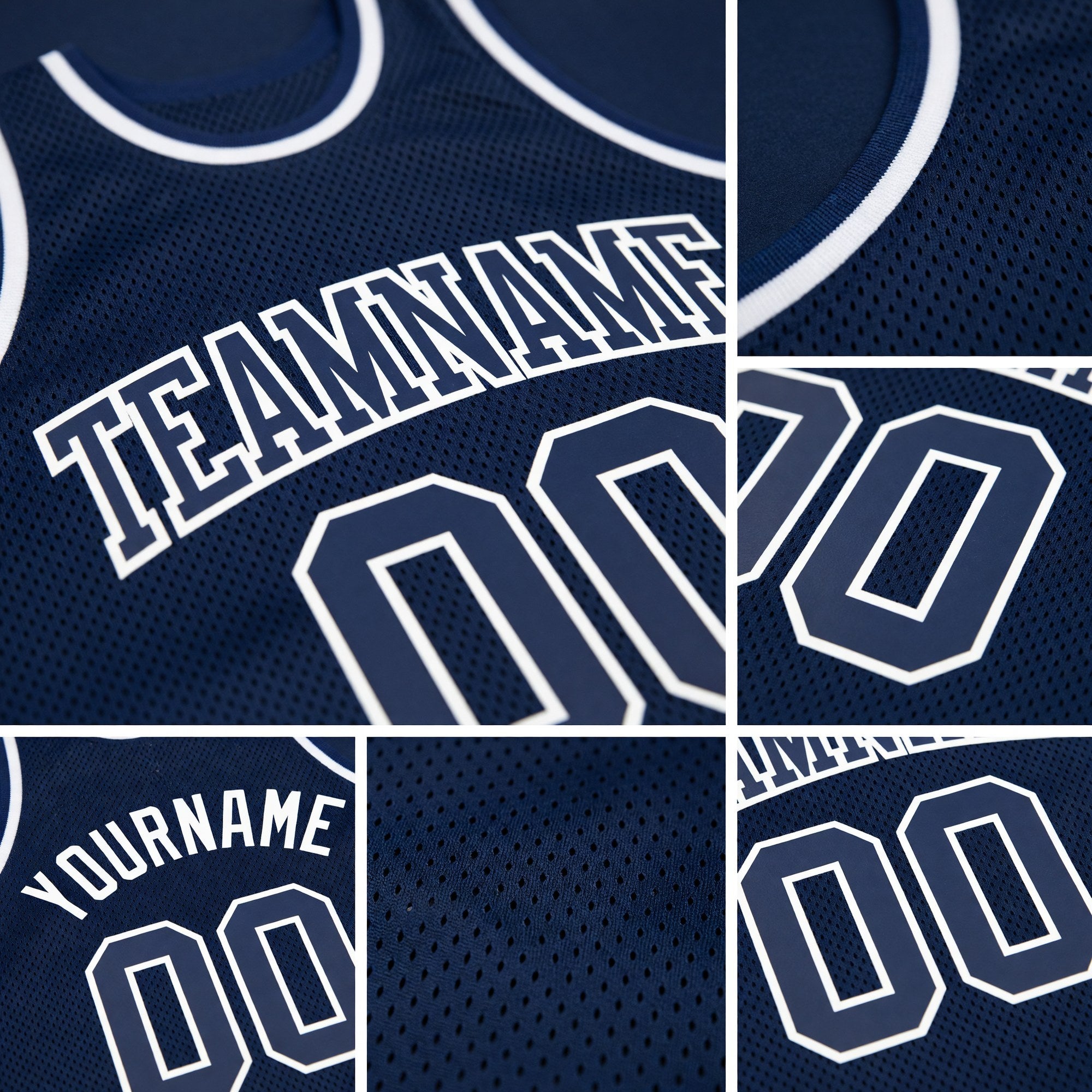 Custom Navy Navy-White Authentic Throwback Basketball Jersey detail