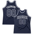 Custom Navy Navy-White Authentic Throwback Basketball Jersey photo 1