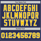 Custom Navy Gold-White Authentic Throwback Basketball Jersey photo 2