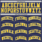 Custom Navy Gold-White Authentic Throwback Basketball Jersey photo 3