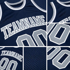 Custom Navy Gray-White Authentic Throwback Basketball Jersey detail