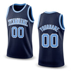 Custom Navy Light Blue-White Authentic Throwback Basketball Jersey