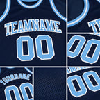 Custom Navy Light Blue-White Authentic Throwback Basketball Jersey detail