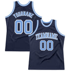 Custom Navy Light Blue-White Authentic Throwback Basketball Jersey photo 1