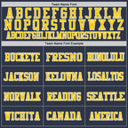 Custom Navy Gold-White Mesh Authentic Throwback Football Jersey photo 2