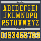 Custom Navy Gold-White Mesh Authentic Throwback Football Jersey photo 3